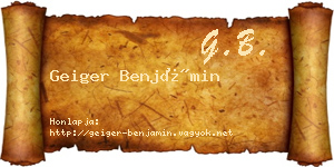 Geiger Benjámin névjegykártya